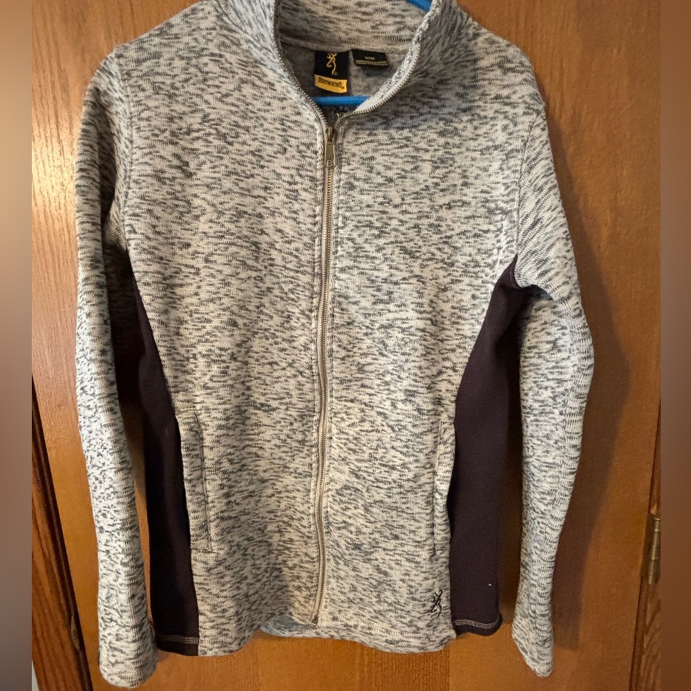 Women Browning Palm 2.0 Full Zip Mock-Neck Heather Oatmeal Sweater Jacket Size M